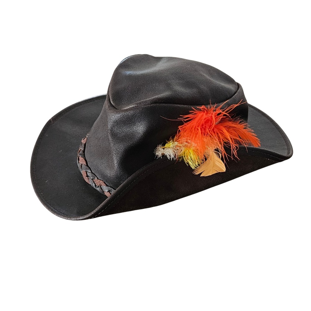 Henschel Brown‎ Leather Cowboy Hat Brown Western Festival Coastal Cowgirl XL